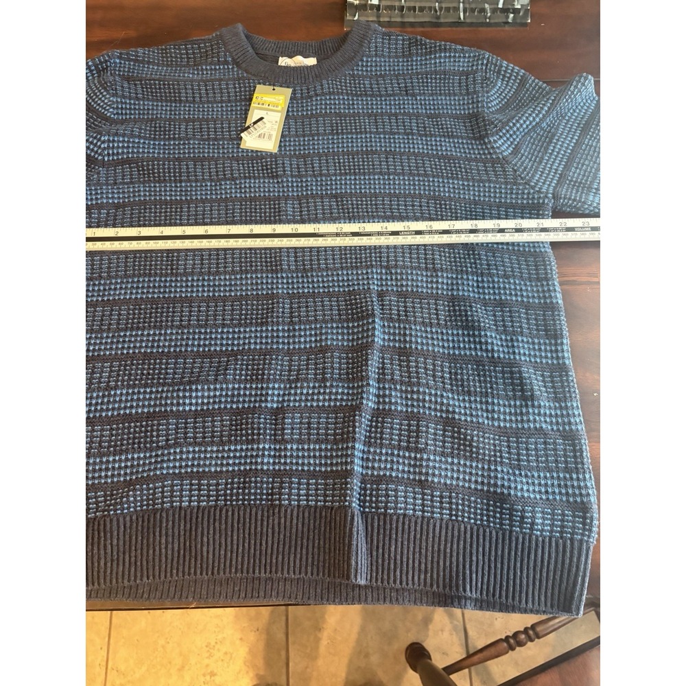 Goodfellow & Co Men's Large Textured Crewneck Sweater Blue Black Knit NWT